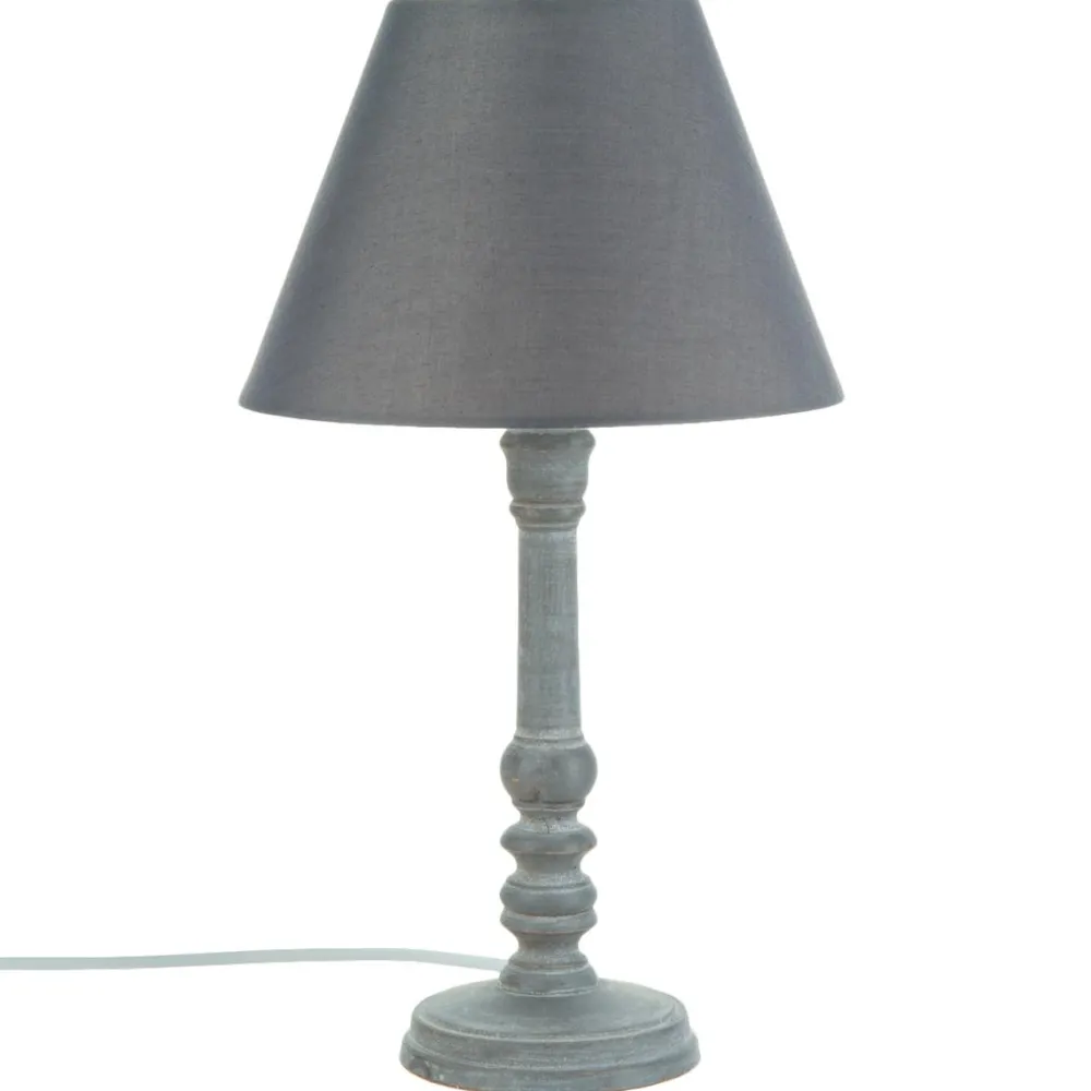 Atmosphera Lampe Bois Gris Leo H.36Cm- Lampes A Poser
