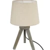 Atmosphera Lampe Bois Mini Trepied Lin H.31Cm- Lampes A Poser