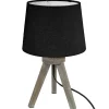 Atmosphera Lampe Bois Mini Trepied Noir H.31Cm- Lampes A Poser