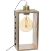Atmosphera Lampe Bois Rectangle Iwata H.28Cm- Lampes A Poser