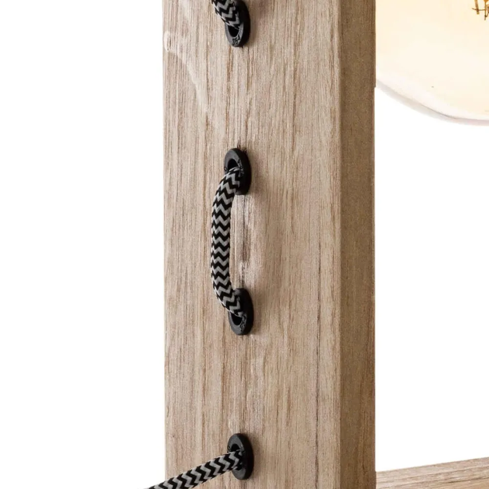 Atmosphera Lampe Bois Rectangle Iwata H.28Cm- Lampes A Poser