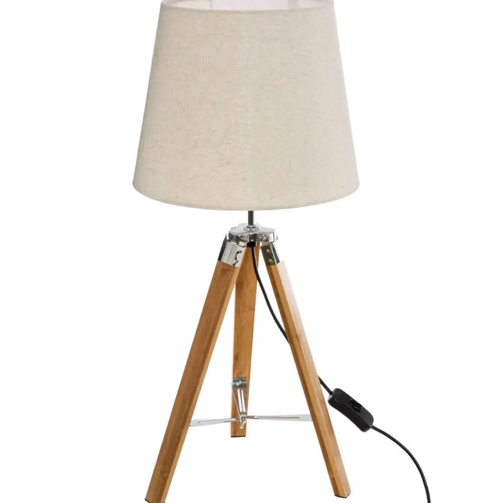 Atmosphera Lampe Bois Trepied Runo Bambou H.58Cm- Lampes A Poser