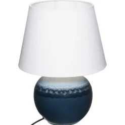 Atmosphera Lampe Boule Ceramique Bleu H.37Cm- Lampes A Poser