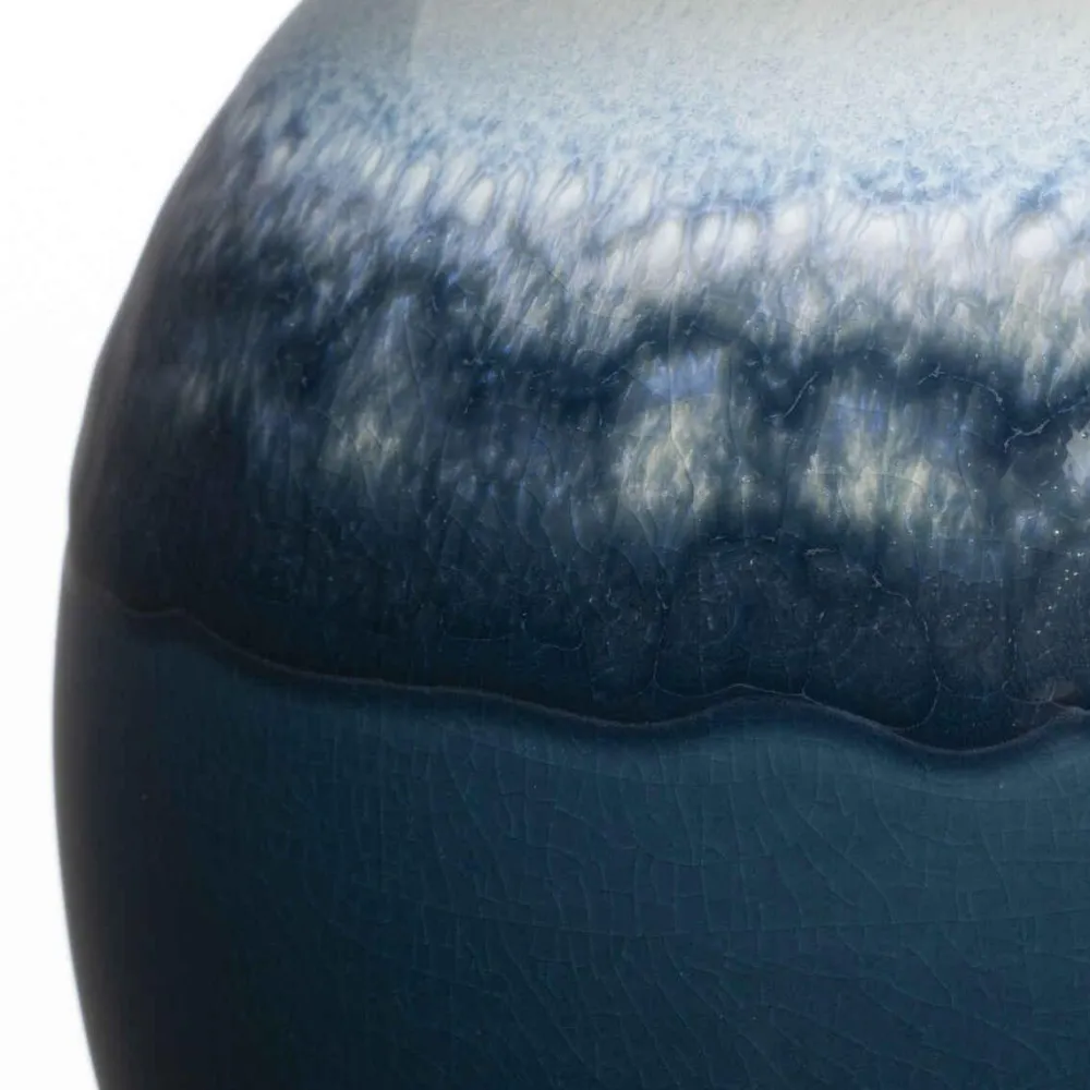 Atmosphera Lampe Boule Ceramique Bleu H.37Cm- Lampes A Poser