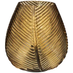 maxibazar Lampe Led Verre Palm H.15Cm- Decorations Lumineuses A Pile