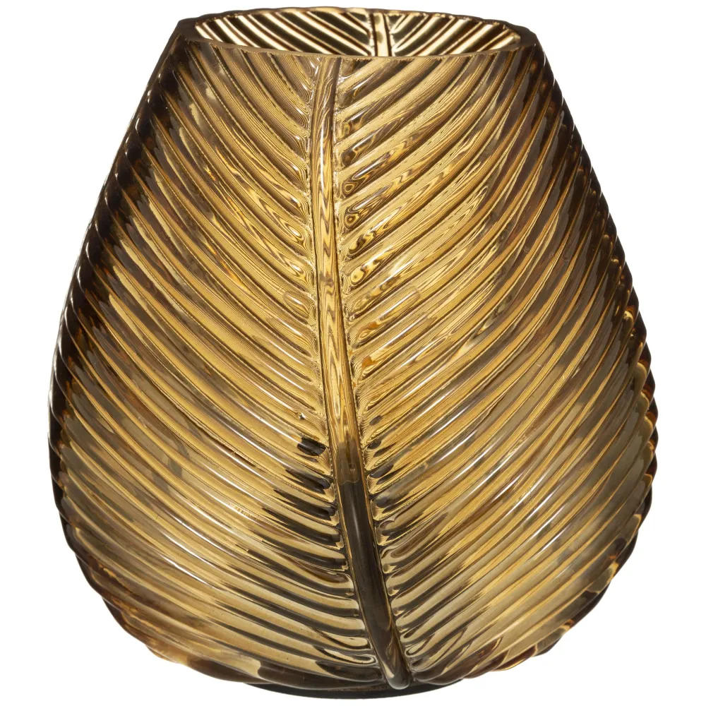 maxibazar Lampe Led Verre Palm H.15Cm- Decorations Lumineuses A Pile