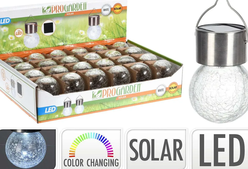* Éclairage Et Liminaire Extérieur>Lampe Solaire Boule Verre Inox Led Change De Couleur D.6Cm