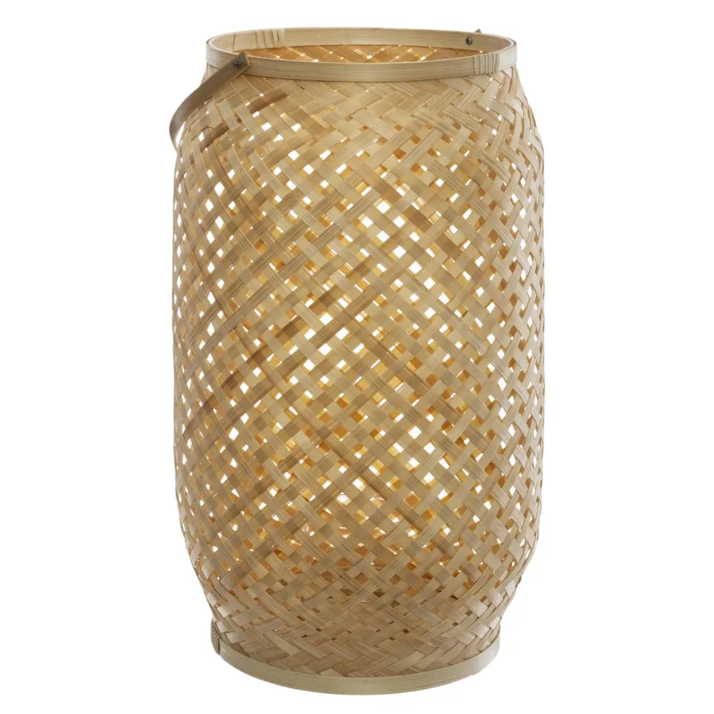 maxibazar Lanterne Bambou Cross Beige D.29X52Cm- Lanternes