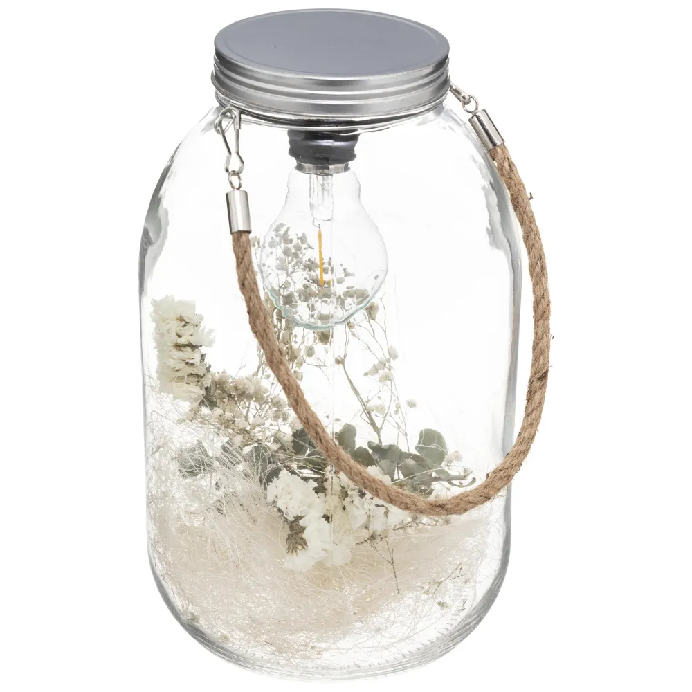 maxibazar Lanterne Led Fleurs Sechees D.17X28Cm- Bougies, Senteurs Et Accessoires