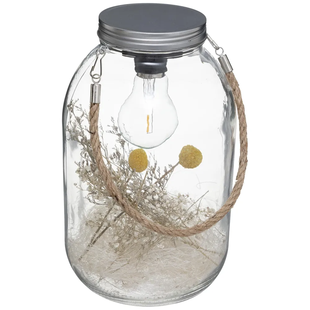 maxibazar Lanterne Led Fleurs Sechees D.17X28Cm- Bougies, Senteurs Et Accessoires