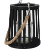 maxibazar Lanterne Noire Ajouree Anse Corde 14X16Cm- Bougies, Senteurs Et Accessoires