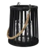 maxibazar Lanterne Noire Ajouree Anse Corde 16X18Cm- Bougies, Senteurs Et Accessoires