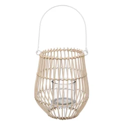 maxibazar Lanterne Rotin Metal H.21.5Cm- Lanternes