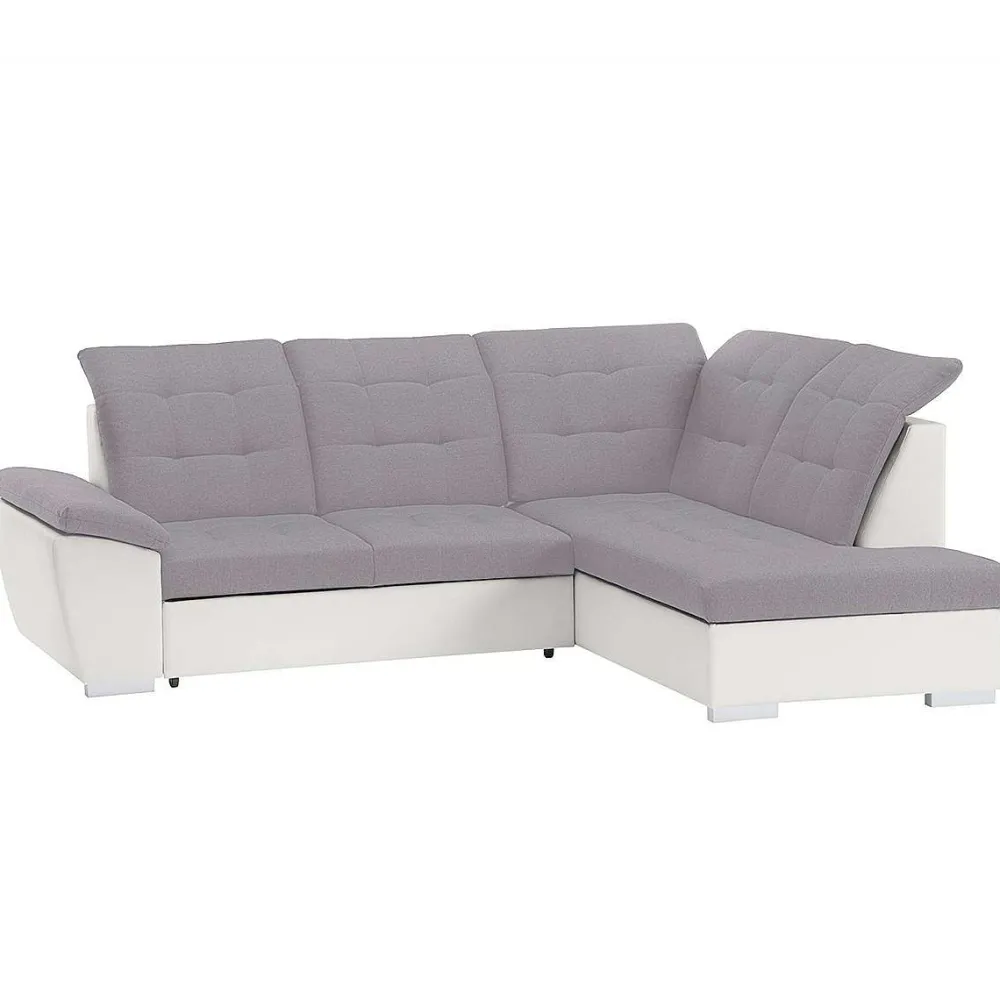 * Canapés D'Angle>Lidia Ad Conv Tissu Gris Pu Blanc