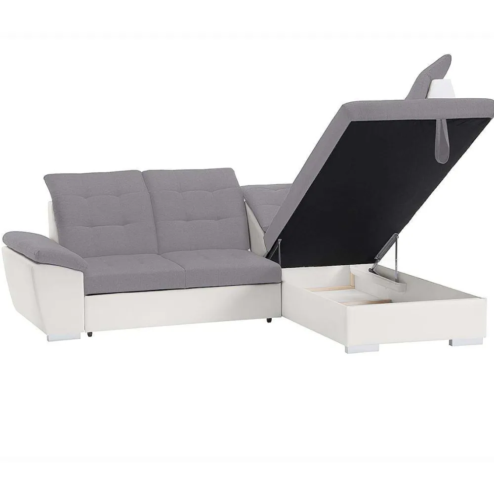 * Canapés D'Angle>Lidia Ad Conv Tissu Gris Pu Blanc