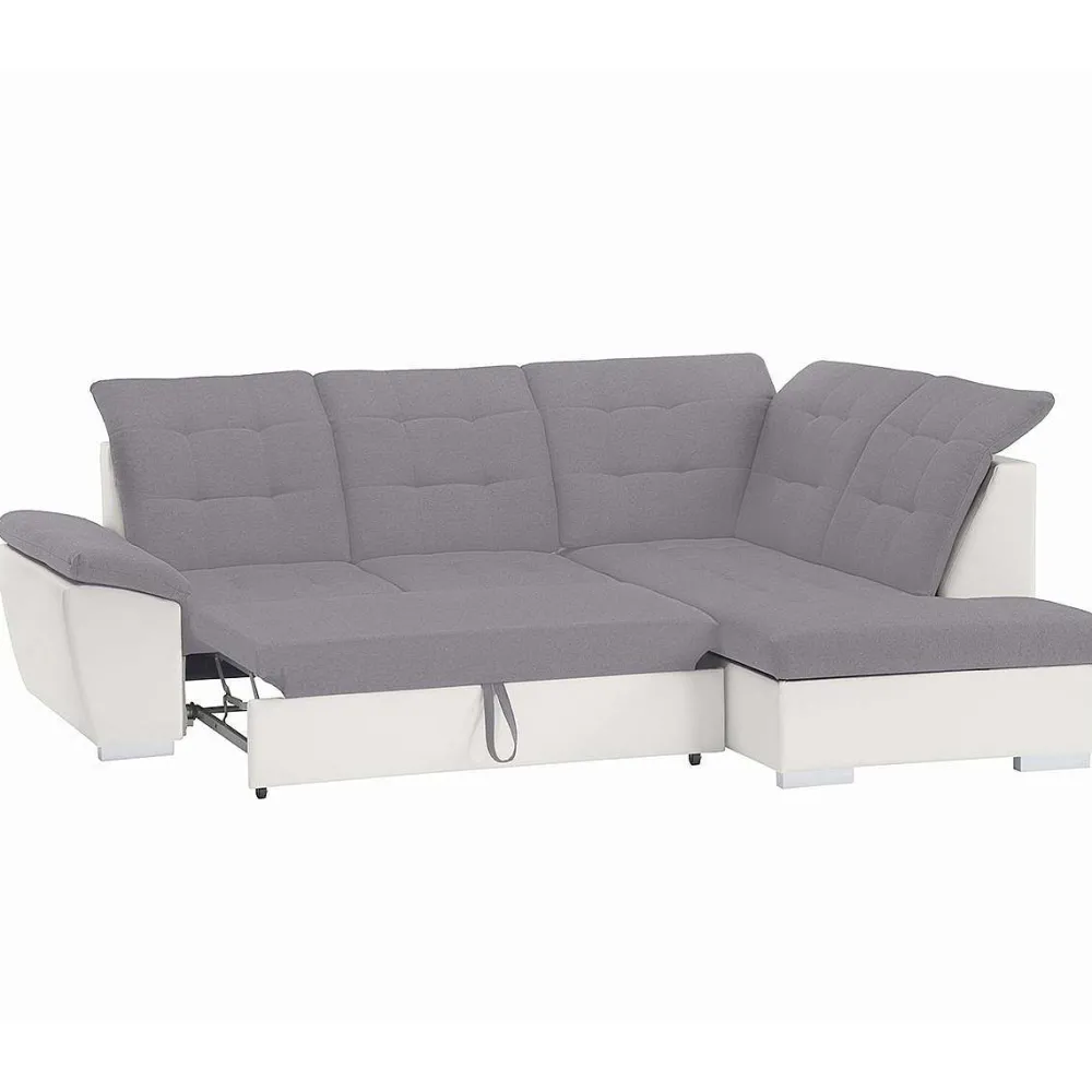 * Canapés D'Angle>Lidia Ad Conv Tissu Gris Pu Blanc