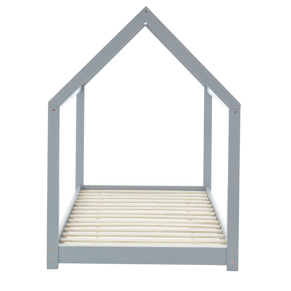 * Matelas>Lit Enfant Cabane Tiny Pin Gris Sommier 90X190Cm