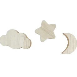 maxibazar Lot De 3 Pateres Lune Nuage Et Etoile- Decorations Murales