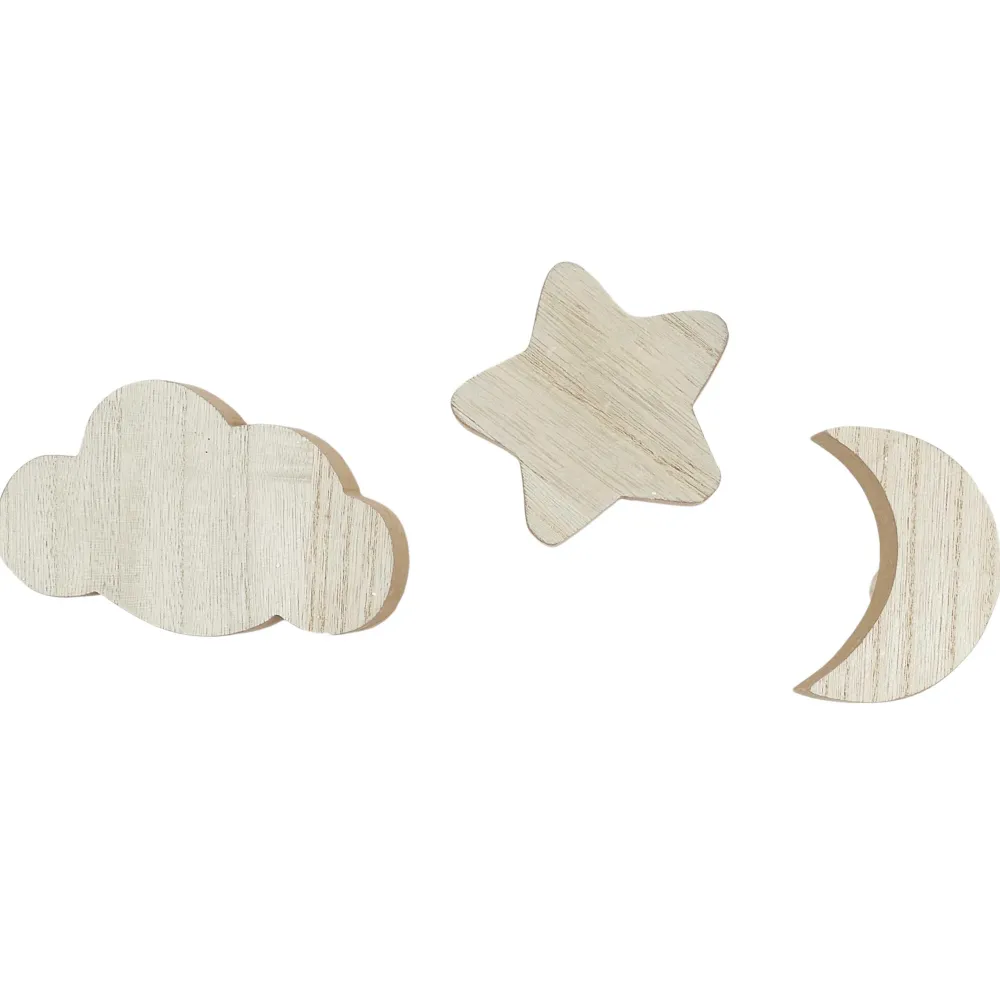 maxibazar Lot De 3 Pateres Lune Nuage Et Etoile- Decorations Murales