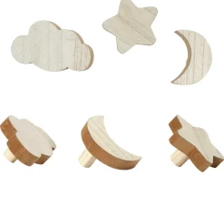 maxibazar Lot De 3 Pateres Lune Nuage Et Etoile- Decorations Murales