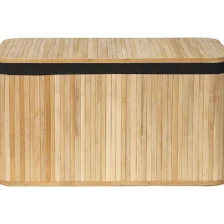 Rangement Salle De Bain|* Malle Rectangulaire 75.5X38.5X42.5Cm Bambou Tissu Lin Noir