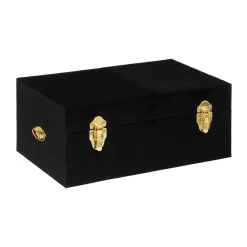 maxibazar Malle Velours Night Noir D.49X29X19.5Cm- Mobilier Romance