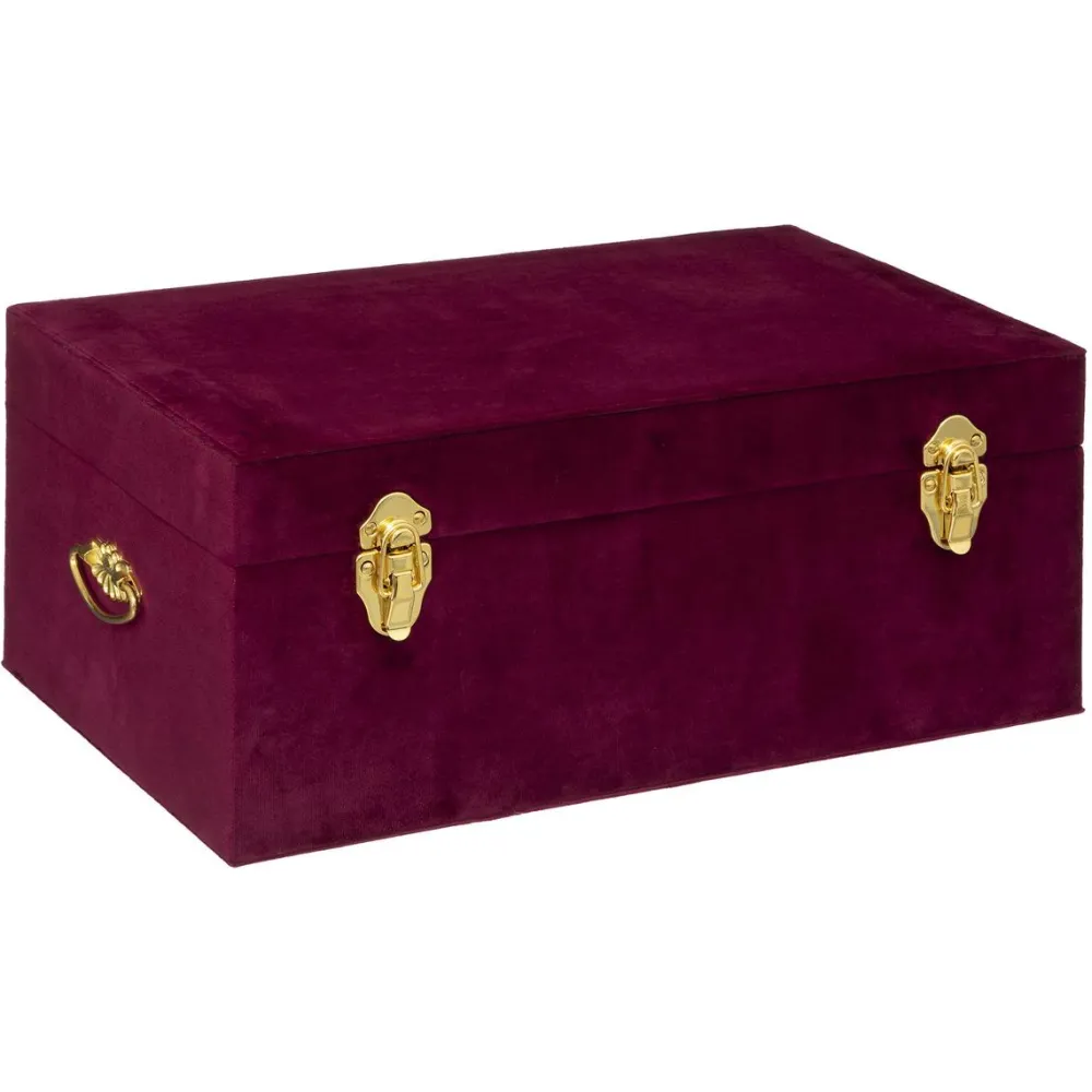 maxibazar Malle Velours Night Rubis D.41X24X16.5Cm- Mobilier Romance