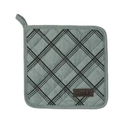 maxibazar Manique Chef Carreaux 20X20Cm Vert- Gants De Cuisine Et Maniques