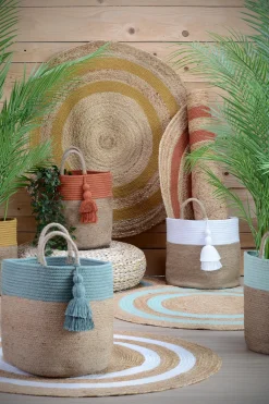 maxibazar Maori Tapis Aqua D.90Cm- Tapis Deco