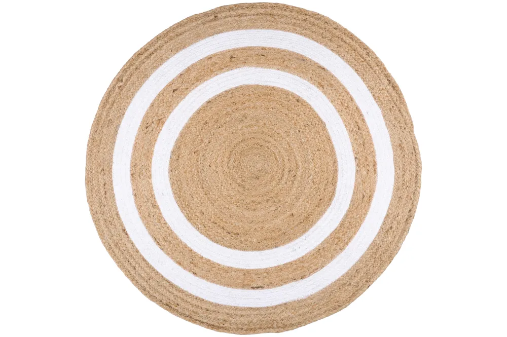 maxibazar Maori Tapis Blanc D.90Cm- Tapis Deco
