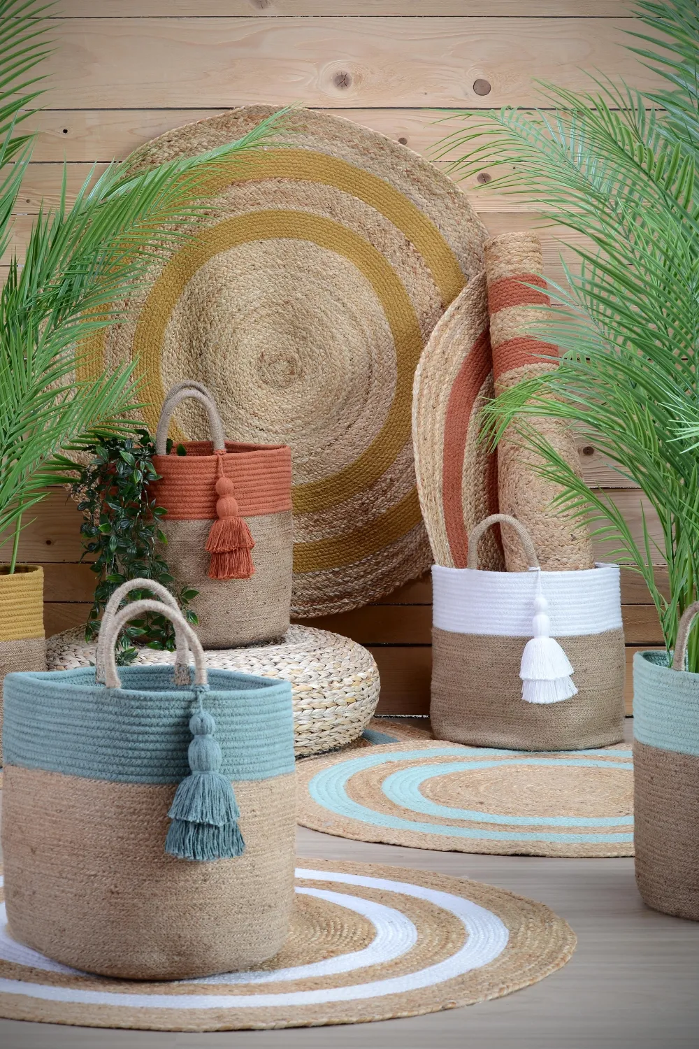 maxibazar Maori Tapis Brique D.90Cm- Tapis Deco