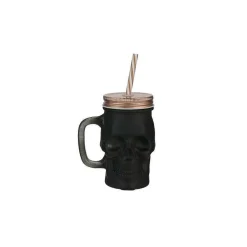 Cocktails Et Boissons|* Mason Jar Tete De Mort Black Mat 380Ml