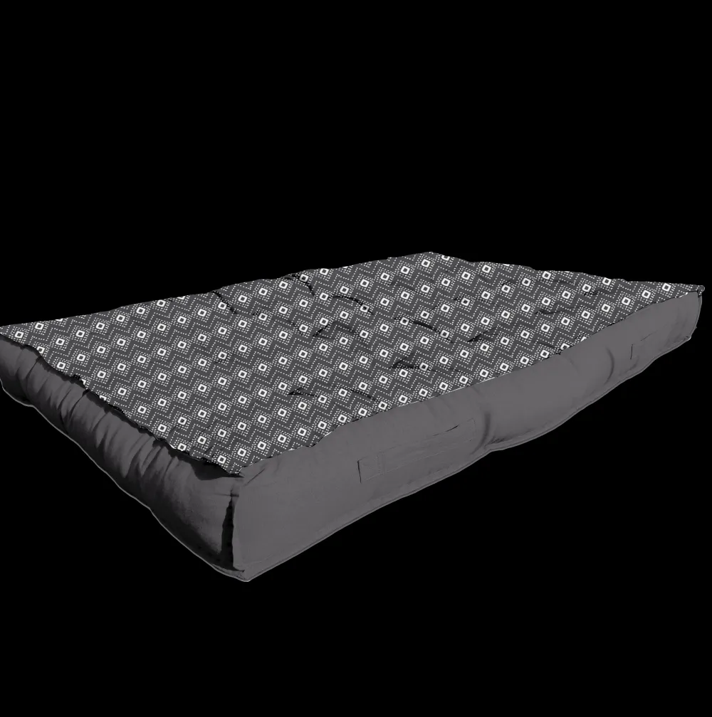 maxibazar Matelas Palette 120X80X15Cm Coton Ethnik Fusain- Housse De Chaise Et Canape