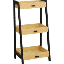 * Meubles Salle De Bain>Meuble Bambou Forme Pyramide 3 Étagères Poignees Metal Cebu