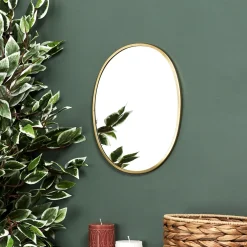 maxibazar Miroir Deco Contour Deco Dore Ovale- Miroirs Deco