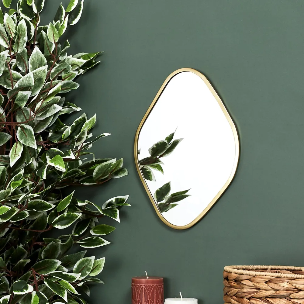 maxibazar Miroir Deco Contour Deco Dore Losange- Miroirs Deco