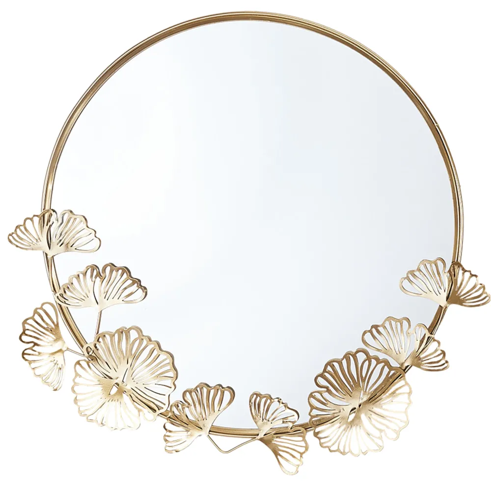maxibazar Miroir Feuilles Ginkgo Dore D.45Cm- Decoration Murale