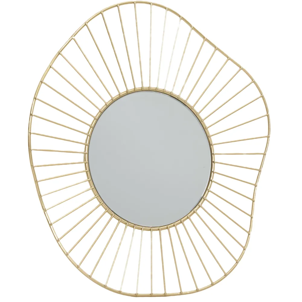 maxibazar Miroir Filaire Dore Asymetrique 34X30Cm- Decoration Murale