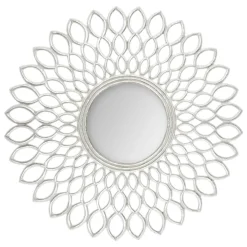 Atmosphera Miroir Fleur Argente D.90Cm- Miroirs Deco