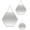 Atmosphera Miroir Hexagonal Metal Chaine X3 Or- Miroirs Deco