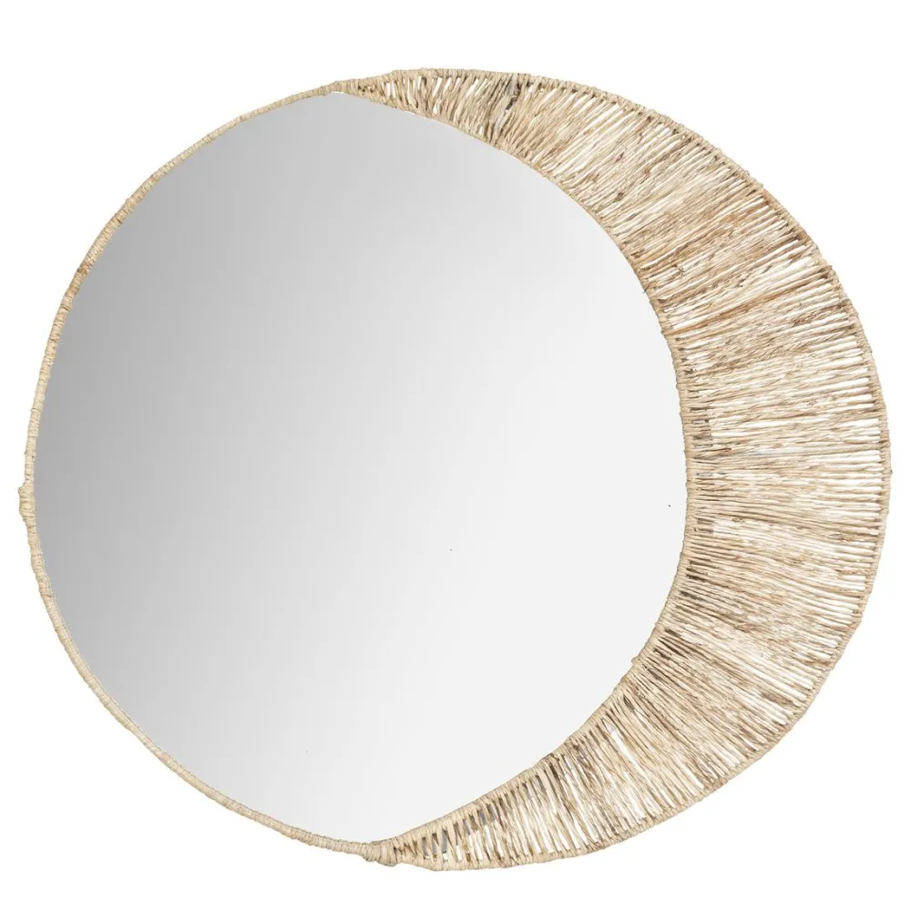 maxibazar Miroir Jute Lune Thais D.50Cm- Miroirs Deco