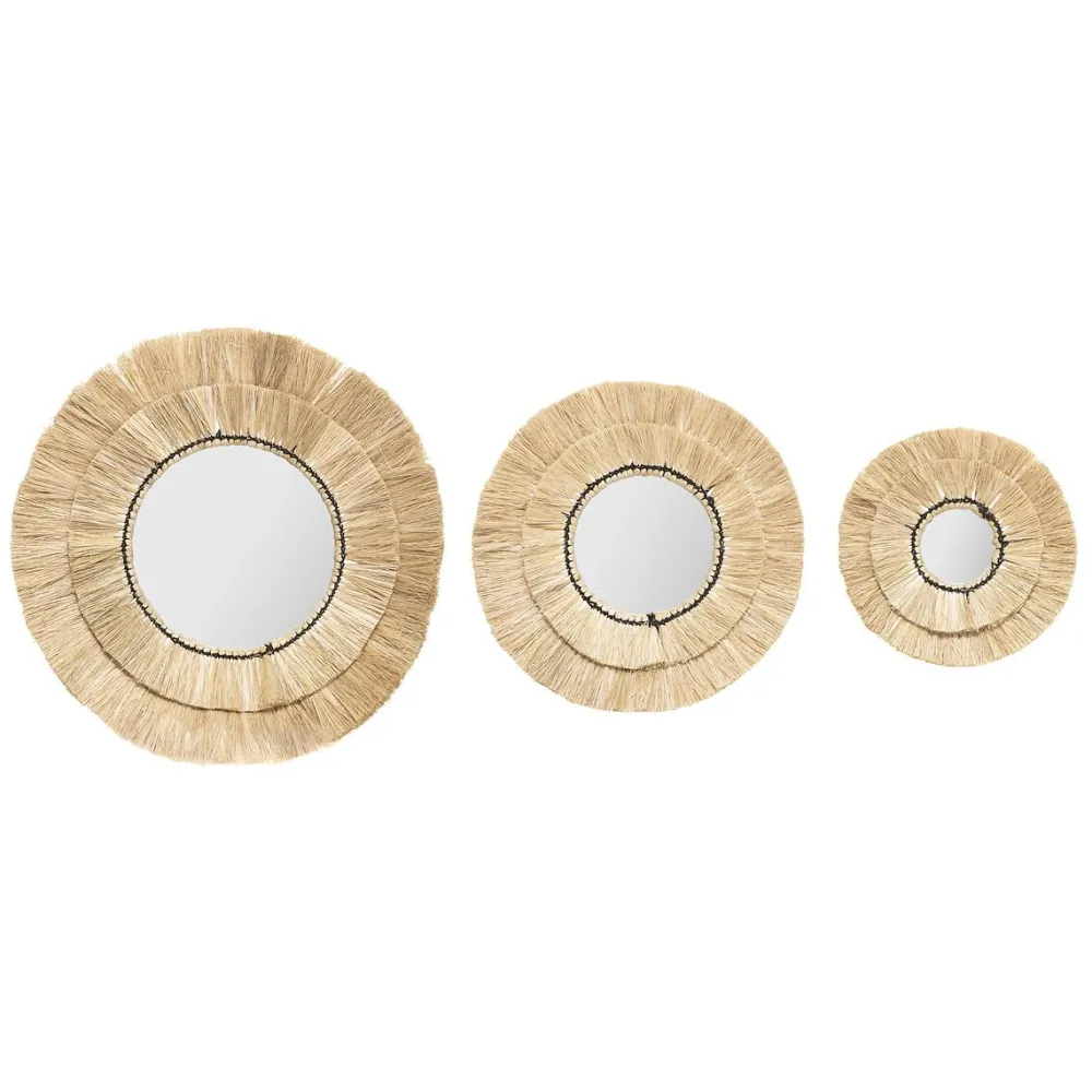 Atmosphera Miroir Raphia Alba X3 Pieces- Decoration Murale
