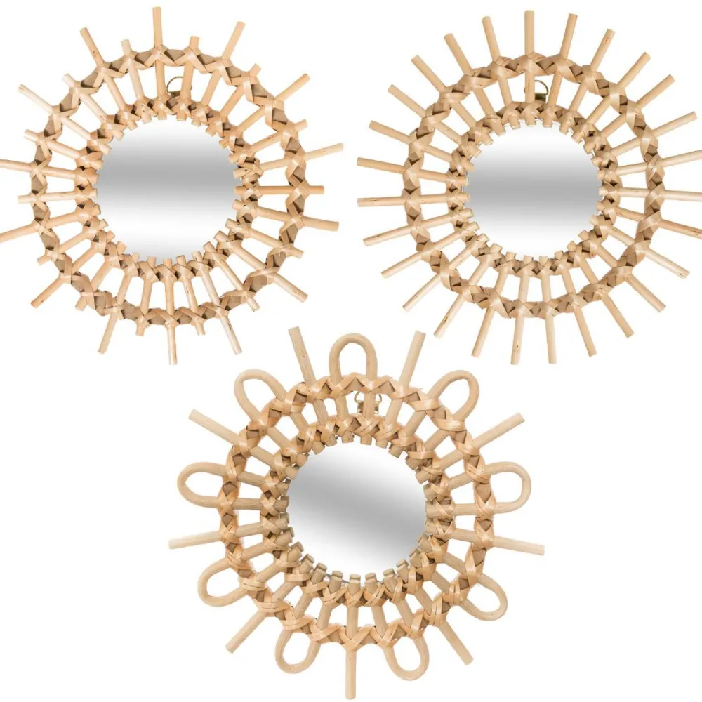 Atmosphera Miroir Rotin Soleil X3 Pieces D.28Cm- Miroirs Deco