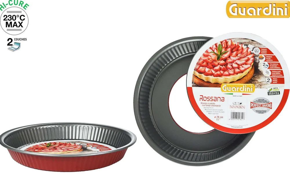 Moules Et Plats|* Moule Tarte Amovible D28Cm Acier Anti Adherent Rouge Rossana