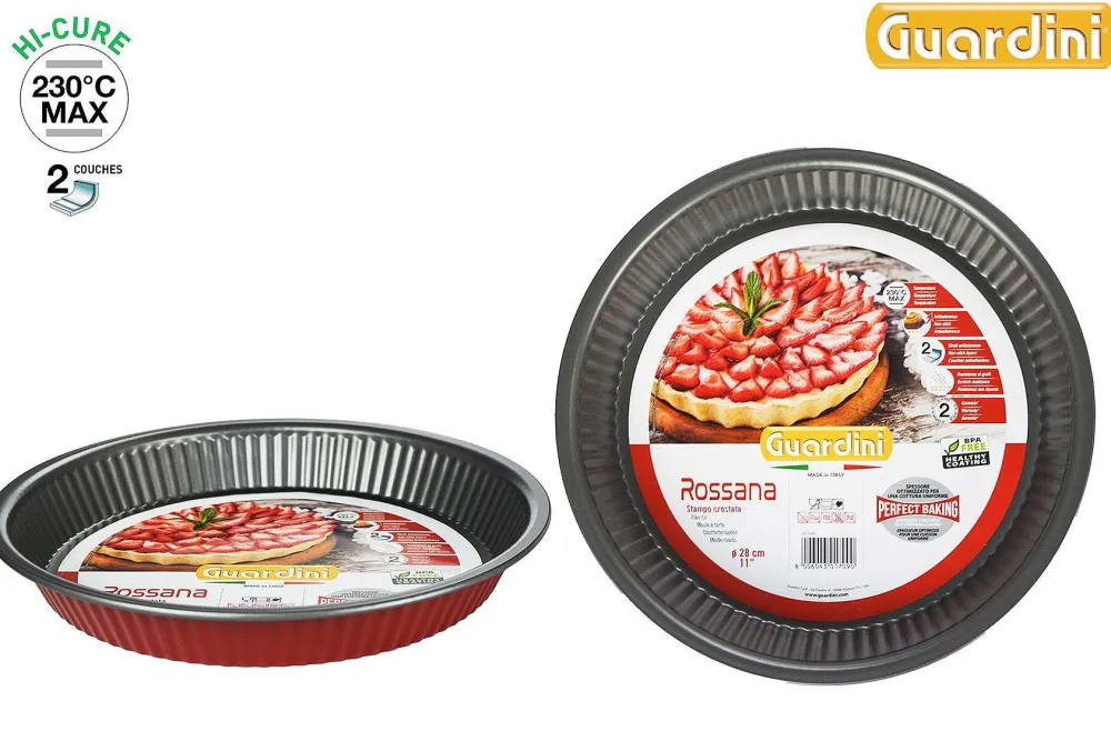 Moules Et Plats|* Moule Tarte D.28Cm Acier Anti Adherent Rouge Rossana