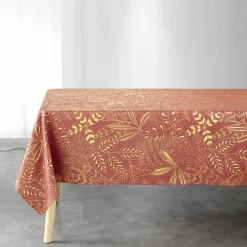 maxibazar Nappe 150X240Cm Metallise Belflor Terracotta Or- Nappes