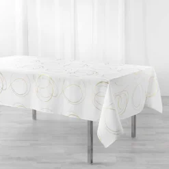 maxibazar Nappe 150X240Cm Metallise Bully Blanc Or- Nappes