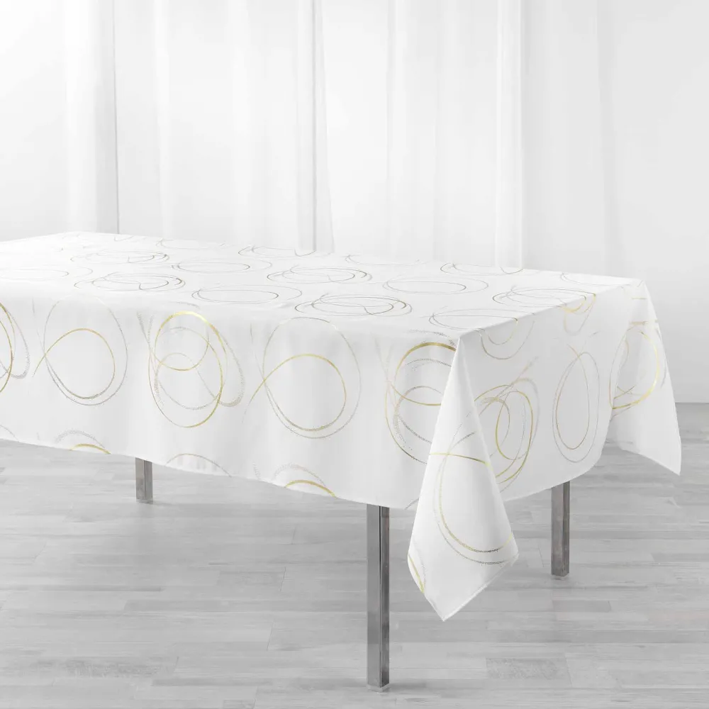 maxibazar Nappe 150X240Cm Metallise Bully Blanc Or- Nappes