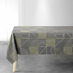 maxibazar Nappe 150X240Cm Metallise Lineor Anthracite Or- Nappes