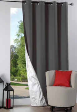 maxibazar Nelson Isolant Rideau 135X240 Anthracite- Rideaux Occultants Et Coussins